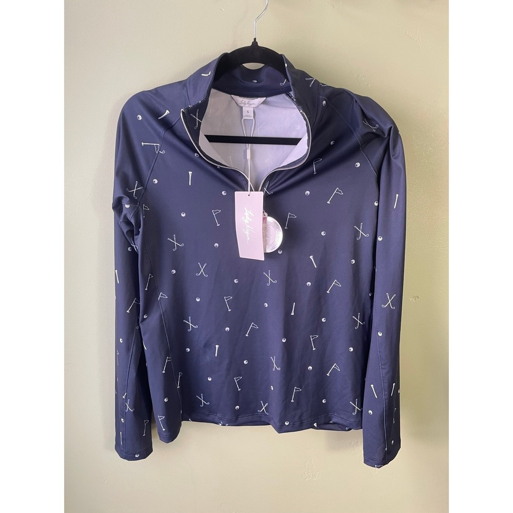 Lady Hagen Women Golf Icons Printed UV 1/4 Zip Pullover Dark Navy Small NEW